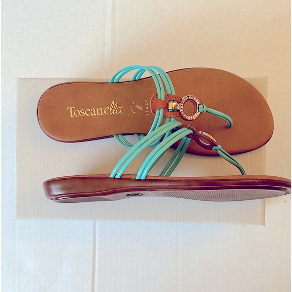 TOSCANELLA Made in Italy Georgette Strappy Sandal Aqua New in box!! - Picture 6 of 7